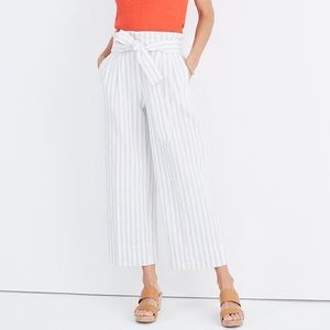 Madewell Striped Tie-Waist Huston Pull On Cropped Pants